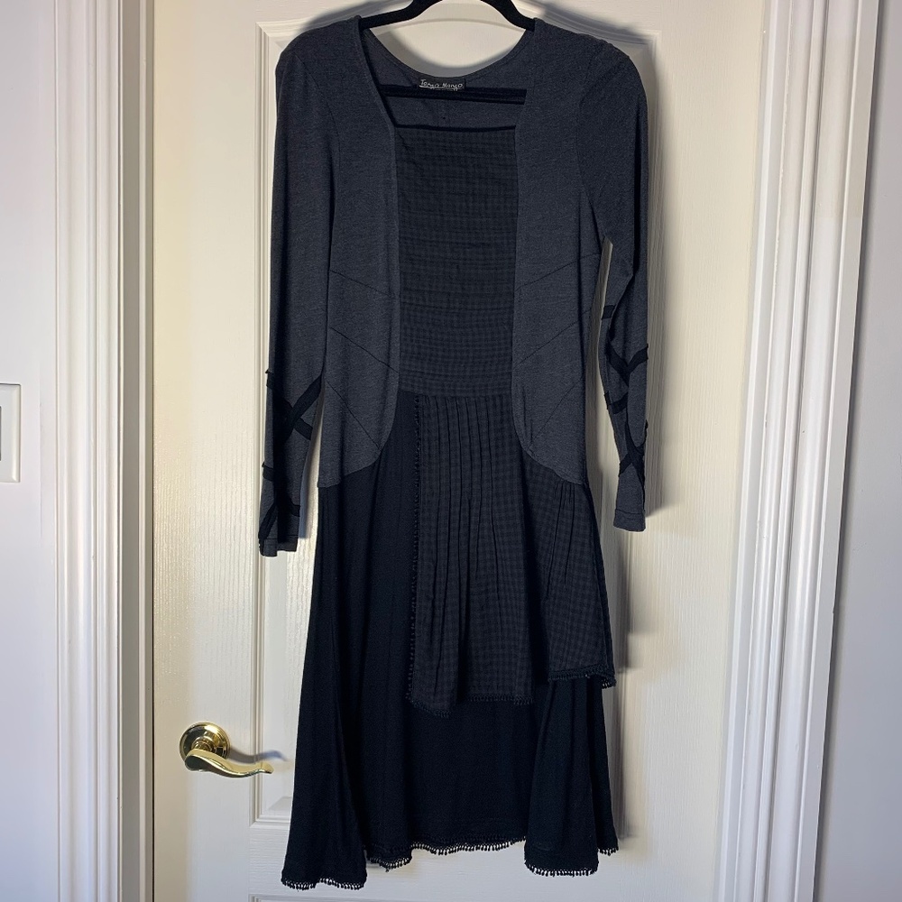 Mango Tango Long Dress – Arty Bi-Material Design – Size‎ Small